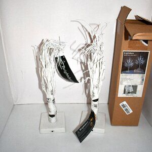 Brightdeco White Birch Tree with LED Lights (Set of 2) – 1.5 Ft Tabletop Decorat
